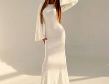 Трикотажна сукня максі з розкльошеними рукавами та відкритою спиною | PUSHKA SHOP