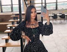 Сукня в горошок на ґудзиках з воланами  Сукня в горошок на ґудзиках з воланами  | PUSHKA SHOP