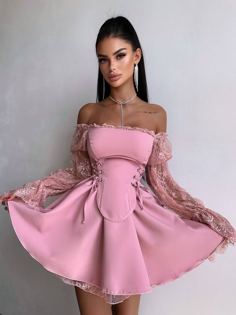 Сукня з корсетом декорована мереживом  Сукня з корсетом декорована мереживом  | PUSHKA SHOP