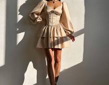 Комплект: сукня з подвійною спідницею + корсет, декорований стразами    Комплект: сукня з подвійною спідницею + корсет, декорований стразами    | PUSHKA SHOP