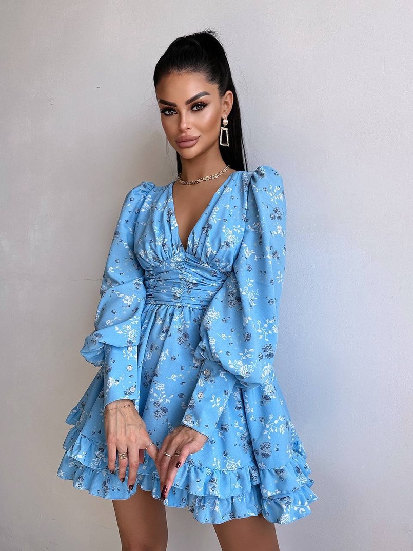 Сукня міні з пишною спідницею та драпіруванням на талії Сукня міні з пишною спідницею та драпіруванням на талії | PUSHKA SHOP