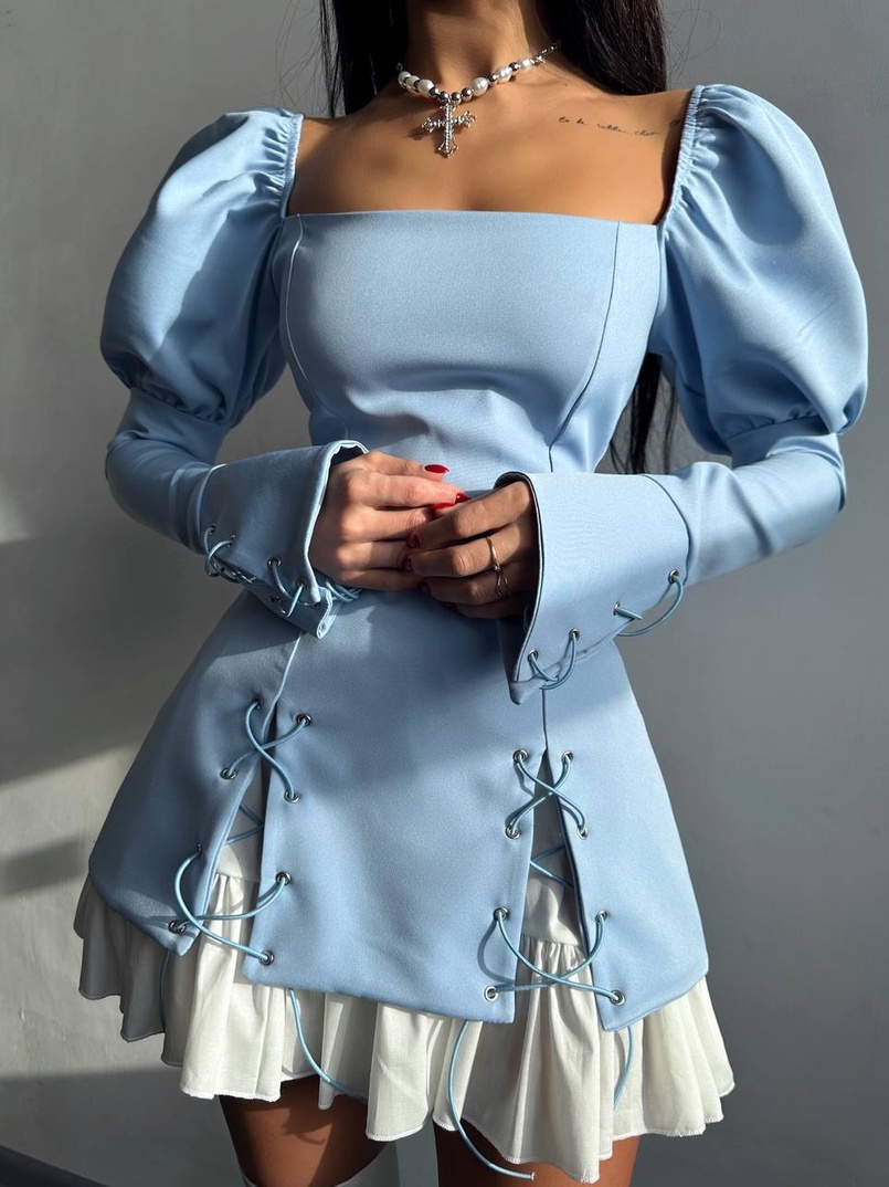 Сукня з об'ємними рукавами + спідниця з воланами Сукня з об'ємними рукавами + спідниця з воланами | PUSHKA SHOP