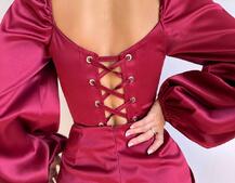 Атласний  комплект: корсет + спідниця з драпіруванням | PUSHKA SHOP