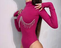 Трикотажний боді-гольф, декорований бахромою зі страз Трикотажний боді-гольф, декорований бахромою зі страз | PUSHKA SHOP