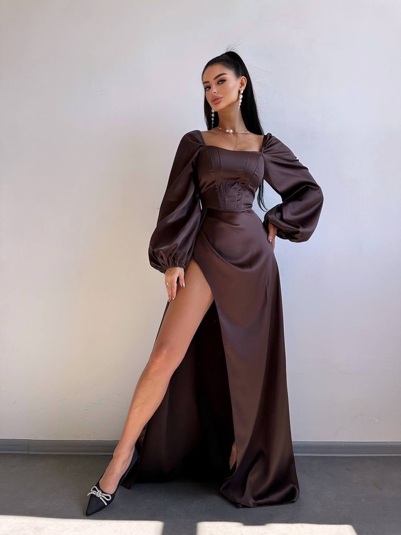 Атласний комплект: корсет + спідниця максі з драпіруванням Атласний комплект: корсет + спідниця максі з драпіруванням | PUSHKA SHOP