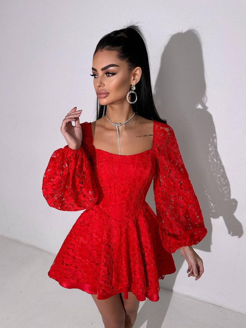 Мереживна сукня з корсетним верхом та пишною подвійною спідницею  Мереживна сукня з корсетним верхом та пишною подвійною спідницею  | PUSHKA SHOP