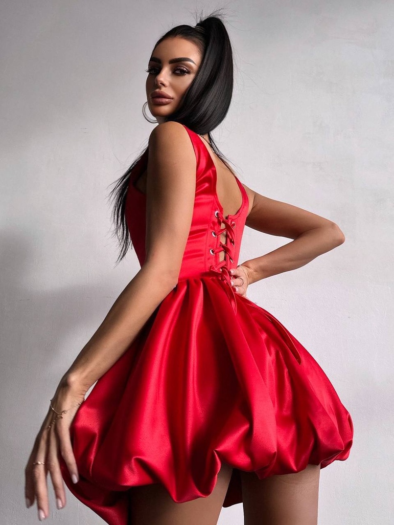 Атласна корсетна сукня міні  | PUSHKA SHOP