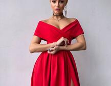 Сукня максі  з відкритими плечима та розрізом на спідниці | PUSHKA SHOP