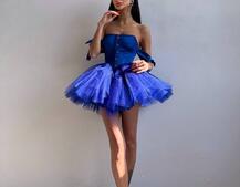 Атласна корсетна сукня міні з гачками та пишною фатиновою спідницею  | PUSHKA SHOP