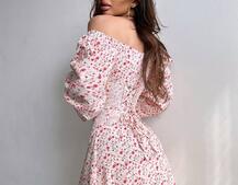 Сукня міні в квітковий принт + прозорий корсет  | PUSHKA SHOP