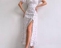 Квіткова сукня з воланами та шнуровкою на ніжці Квіткова сукня з воланами та шнуровкою на ніжці | PUSHKA SHOP