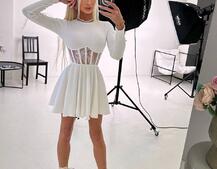 Трикотажна корсетна сукня з мереживом та пишною спідницею  Трикотажна корсетна сукня з мереживом та пишною спідницею  | PUSHKA SHOP