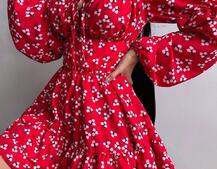 Сукня з квітковим принтом з воланами на ґудзиках  | PUSHKA SHOP