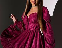 Блискуча сукня з чашечками та пишною спідницею Блискуча сукня з чашечками та пишною спідницею | PUSHKA SHOP