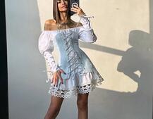 Комплект: сукня декорована мереживом + корсет  Комплект: сукня декорована мереживом + корсет  | PUSHKA SHOP