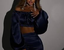 Атласний комплект, декорований стразами Ручна робота, прикраса пришита  Атласний комплект, декорований стразами Ручна робота, прикраса пришита  | PUSHKA SHOP