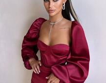 Атласний  комплект: корсет + спідниця декорована бахромою зі страз Атласний  комплект: корсет + спідниця декорована бахромою зі страз | PUSHKA SHOP