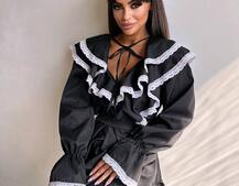 Котонова сукня декорована мереживом    Котонова сукня декорована мереживом    | PUSHKA SHOP