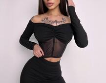 Комплект : штани кльош і топ з елементами корсету  Комплект : штани кльош і топ з елементами корсету  | PUSHKA SHOP