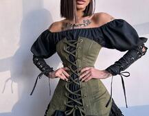 Комплект: сукня декорована мереживом + корсет  Комплект: сукня декорована мереживом + корсет  | PUSHKA SHOP