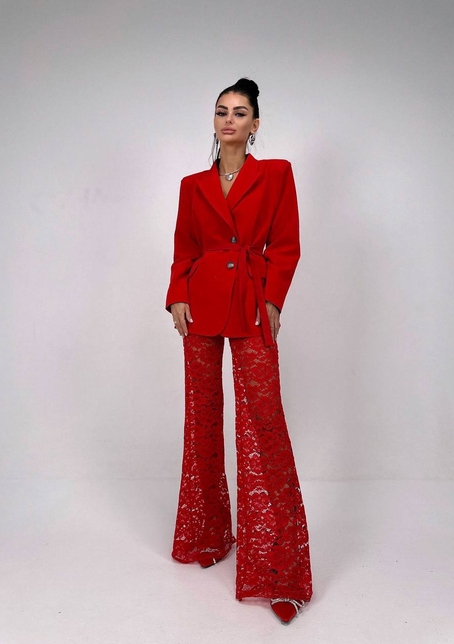 Комплект: мереживний корсет бюстьє + штани + піджак  Комплект: мереживний корсет бюстьє + штани + піджак  | PUSHKA SHOP