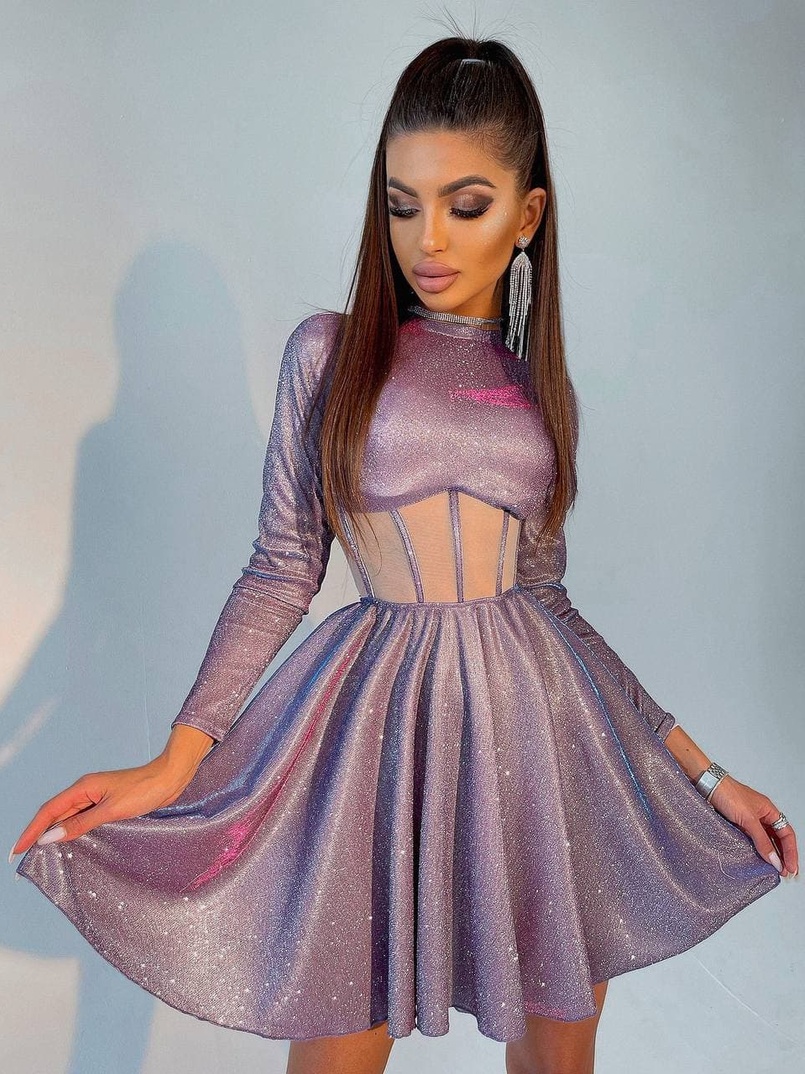 Приталена блискуча сукня з корсетною вставкою та пишною спідницею-сонцем Приталена блискуча сукня з корсетною вставкою та пишною спідницею-сонцем | PUSHKA SHOP