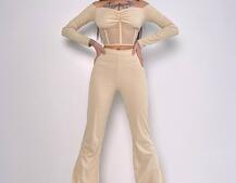 Комплект : штани кльош і топ з елементами корсету  Комплект : штани кльош і топ з елементами корсету  | PUSHKA SHOP