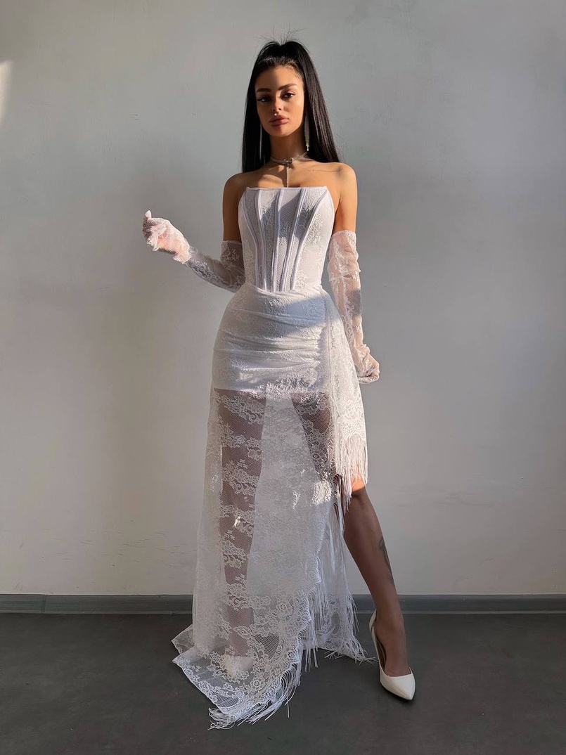 Мереживна сукня максі з рукавичками  | PUSHKA SHOP