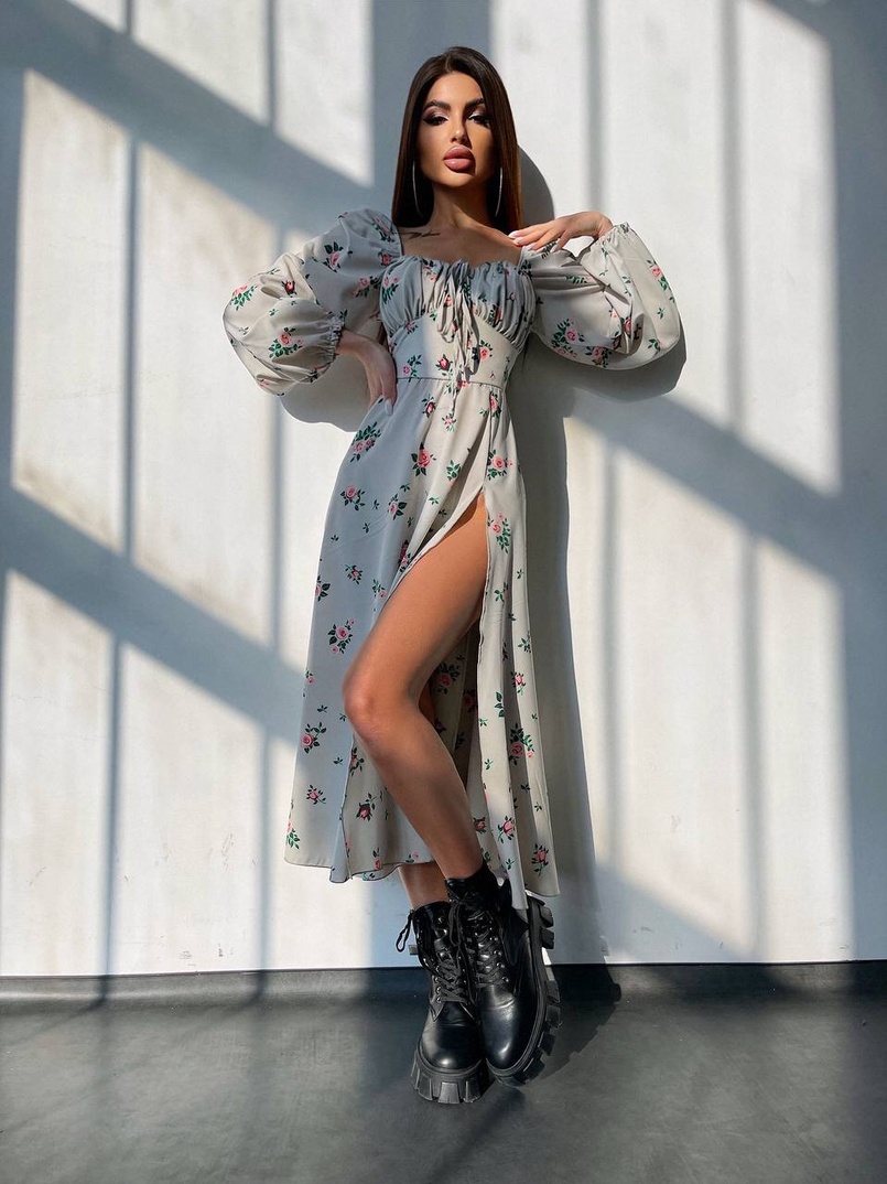 Сукня міді з квітковим принтом  Сукня міді з квітковим принтом  | PUSHKA SHOP