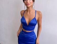 Комплект: топ з філіжанками + спідниця декорована бахромою зі страз  Комплект: топ з філіжанками + спідниця декорована бахромою зі страз  | PUSHKA SHOP