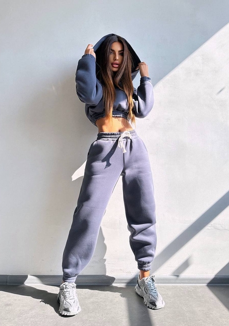 Базовий костюм на флісі з об'ємними капюшоном | PUSHKA SHOP