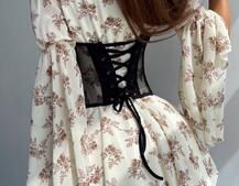 Шифонова сукня на підкладці з розкльошеними рукавами з асиметричною спідницею + корсет декорований стразами  Шифонова сукня на підкладці з розкльошеними рукавами з асиметричною спідницею + корсет декорований стразами  | PUSHKA SHOP