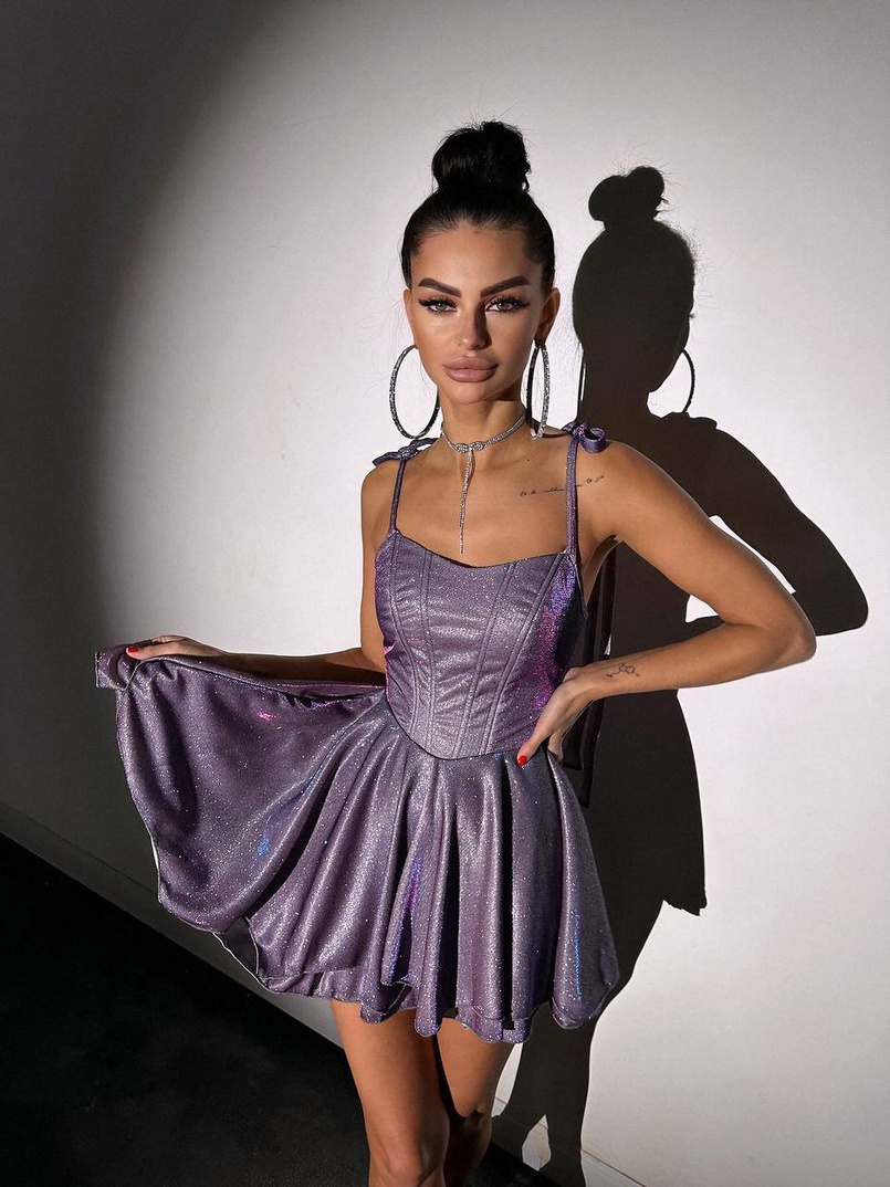 Блискуча корсетна сукня з пишною подвійною спідницею | PUSHKA SHOP