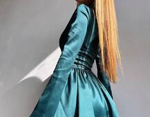 Атласна корсетна сукня  з пишною спідницею та зав‘язками на талії | PUSHKA SHOP