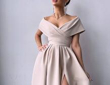 Сукня максі  з відкритими плечима та розрізом на спідниці | PUSHKA SHOP