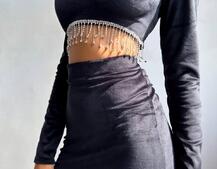 Оксамитовий комплект, декорований бахромою зі страз Оксамитовий комплект, декорований бахромою зі страз | PUSHKA SHOP