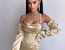 Комплект: корсет з рукавами    + спідниця міні з драпіруванням   Комплект: корсет з рукавами    + спідниця міні з драпіруванням   | PUSHKA SHOP