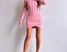 Оксамитова корсетна сукня міні, декорована стразами     Ручна робота  Оксамитова корсетна сукня міні, декорована стразами     Ручна робота  | PUSHKA SHOP