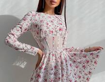 Приталена сукня з корсетною вставкою та спідницею-сонцем | PUSHKA SHOP