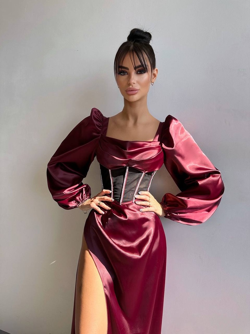 Комплект: корсет, декорований стразами   + спідниця максі з драпіруванням  Комплект: корсет, декорований стразами   + спідниця максі з драпіруванням  | PUSHKA SHOP