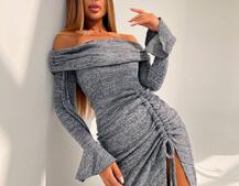 Трикотажна сукня міді з хомутом   | PUSHKA SHOP