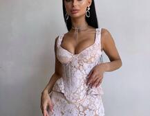 Вишуканий комплект із мереживного корсета та спідниці міді  | PUSHKA SHOP