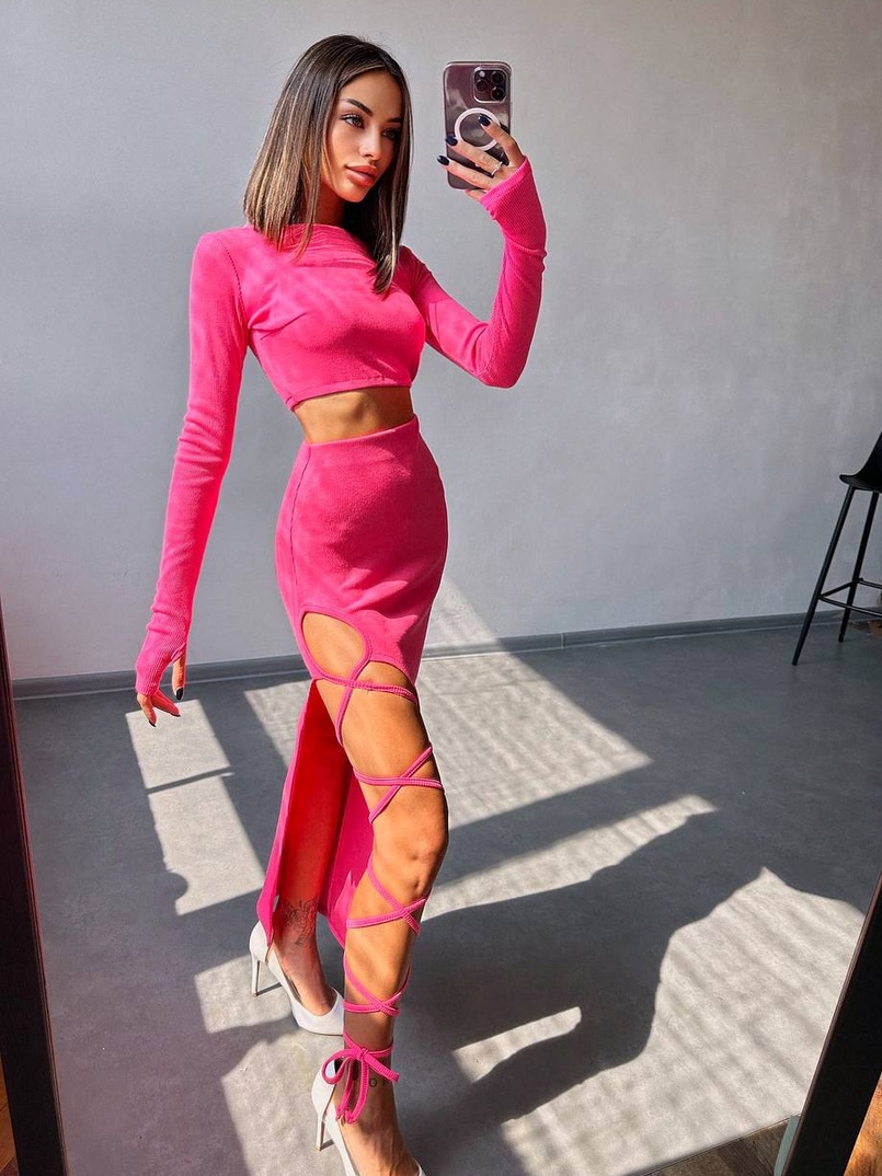 Комплект: топ + спідниця із зав‘язками на ніжку  Комплект: топ + спідниця із зав‘язками на ніжку  | PUSHKA SHOP