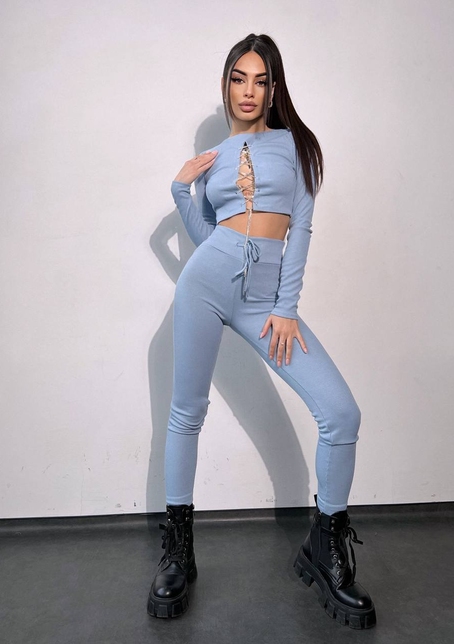 Костюм:  легінси та топ з шнурівкою зі страз Костюм:  легінси та топ з шнурівкою зі страз | PUSHKA SHOP