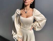 Елегантна сукня міді з корсетним верхом | PUSHKA SHOP