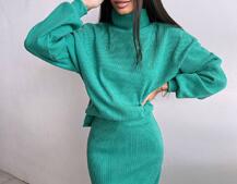 Костюм із теплого трикотажу-рубчика: светр + спідниця Костюм із теплого трикотажу-рубчика: светр + спідниця | PUSHKA SHOP