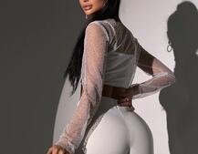 Комплект: топ + штани із сіткою зі стразами  Комплект: топ + штани із сіткою зі стразами  | PUSHKA SHOP