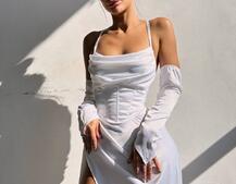 Комплект: корсет з рукавичками + спідниця максі з драпіруванням   | PUSHKA SHOP