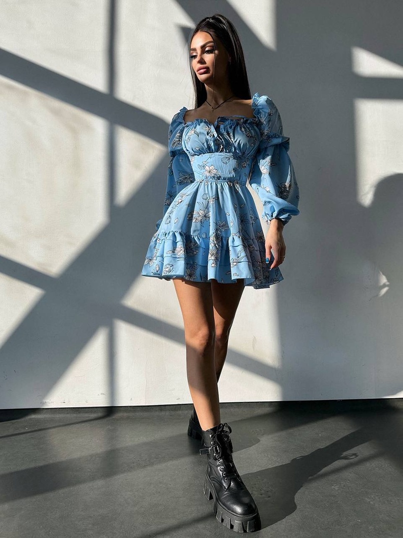 Квіткова сукня з воланами та шнуровкою по спинці Квіткова сукня з воланами та шнуровкою по спинці | PUSHKA SHOP