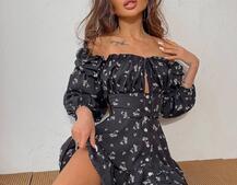 Сукня з квітковим принтом з воланами на ґудзиках  Сукня з квітковим принтом з воланами на ґудзиках  | PUSHKA SHOP